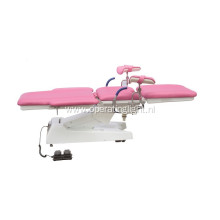 Red color gynecology table for obstetric examination